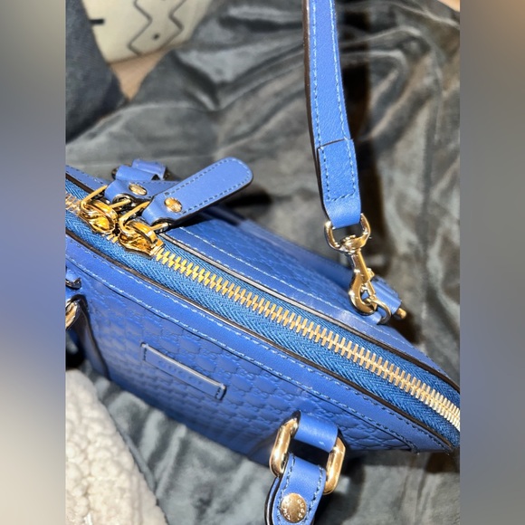 NWT Gucci Blue Leather Mini Guccissima Dome - Satchel Crossbody Shoulder Bag - Picture 11 of 11